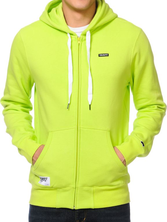 lime green zip up hoodie