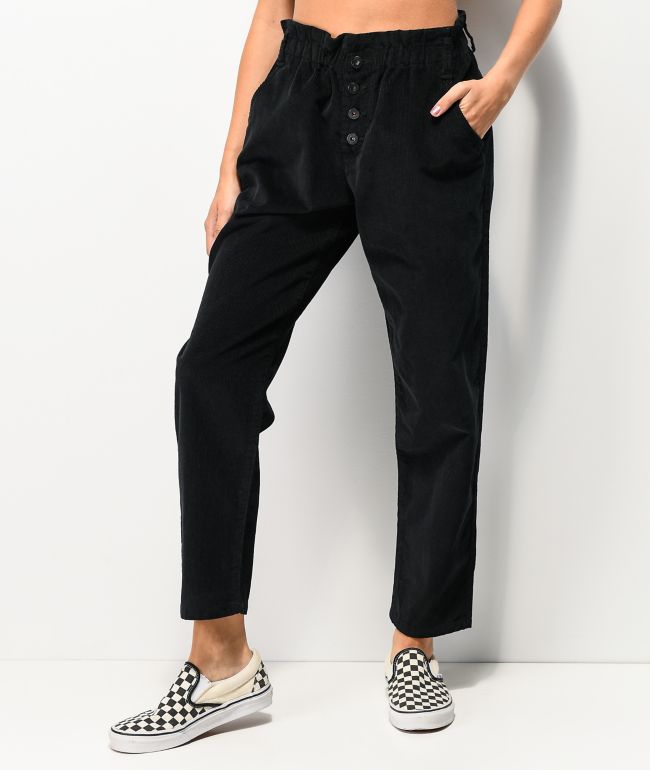 high waisted black corduroy pants