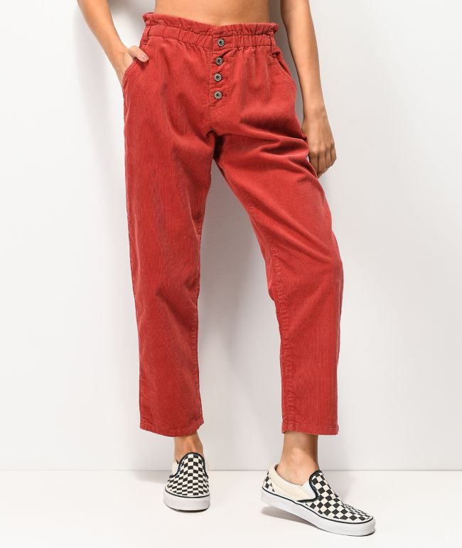 red corduroy pants
