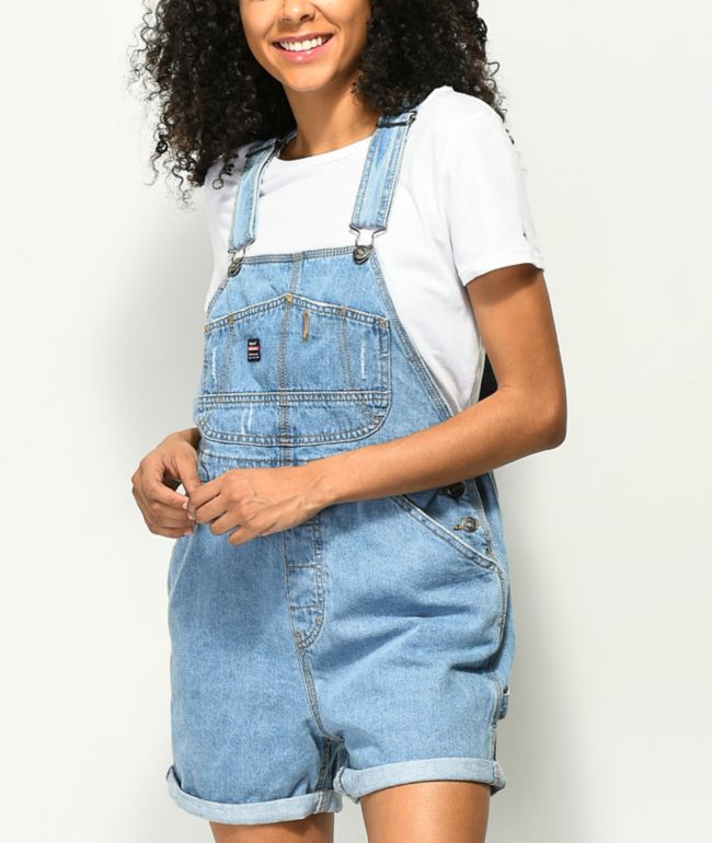Unionbay mario light wash denim overall shorts Clearance