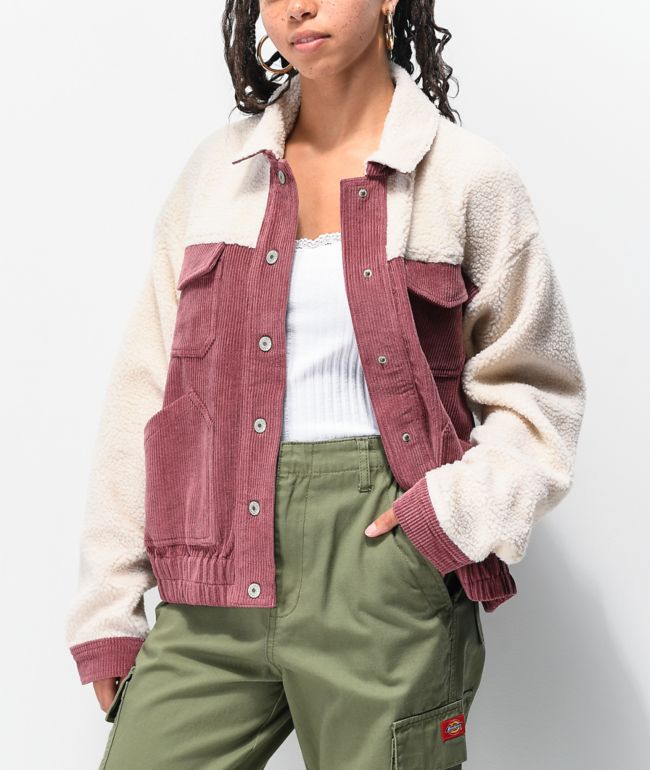 pink corduroy sherpa jacket
