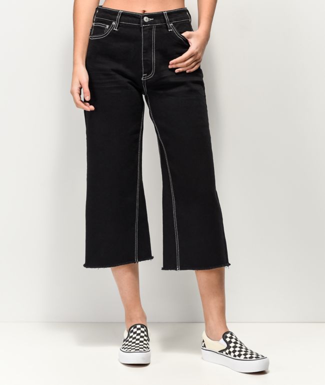 black cropped stretch jeans