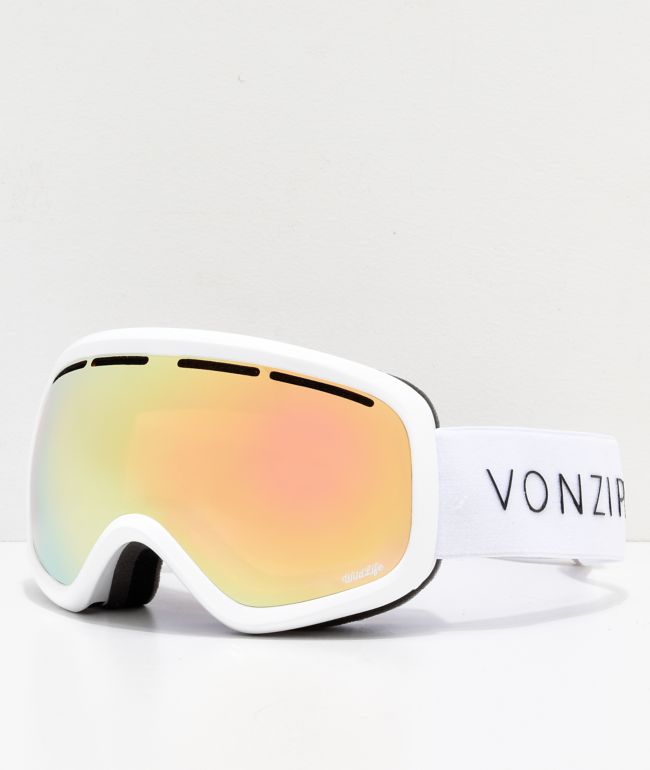 VONZIPPER Skylab White Gloss Gold Chrome Snowboard Goggles