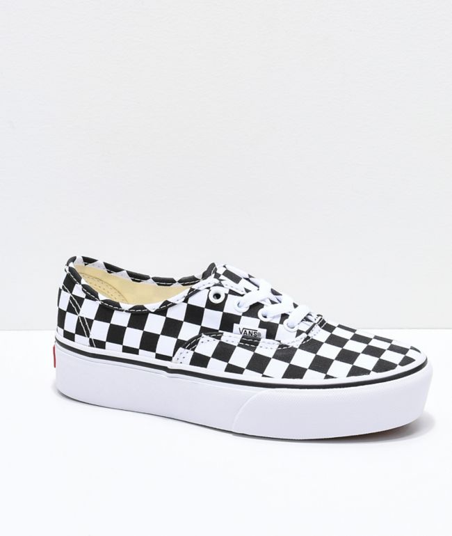 Vans Authentic Checkerboard Platform Skate Shoes