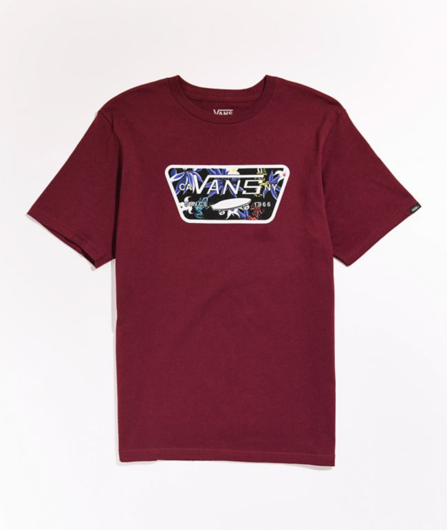 burgundy vans tshirt