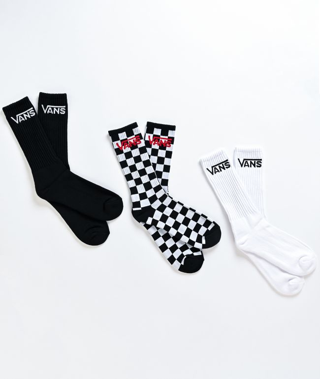Vans White & Checkerboard 3 Pack Socks |