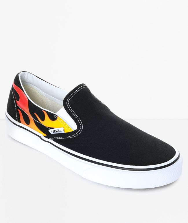 vans black and white flame