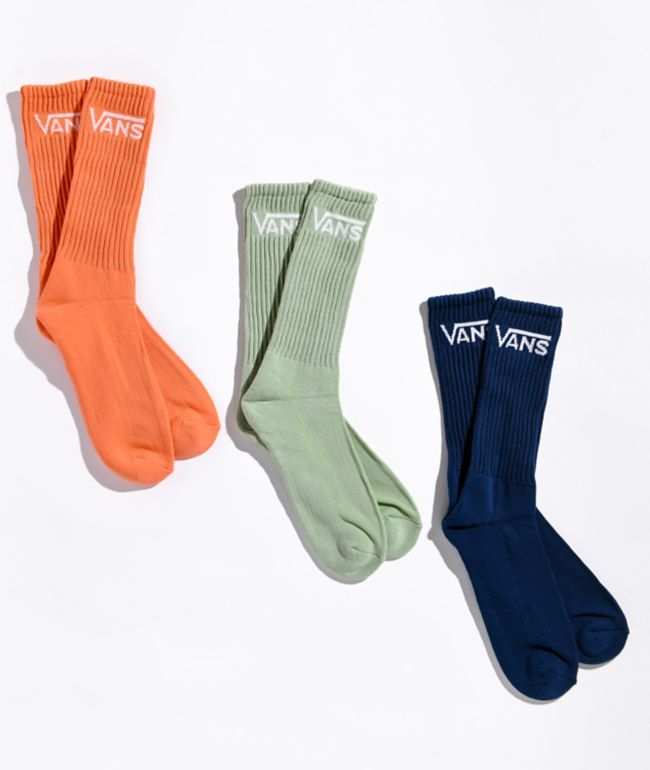 Vans Classic paquete de 3 calcetines verdes, naranjas y azules