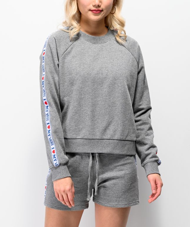 nike repeat pack logo taping crew neck sweat in grey