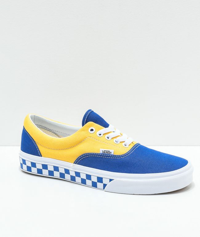 Vans Era BMX zapatos de skate a cuadros en azul, amarillo y blanco | Zumiez
