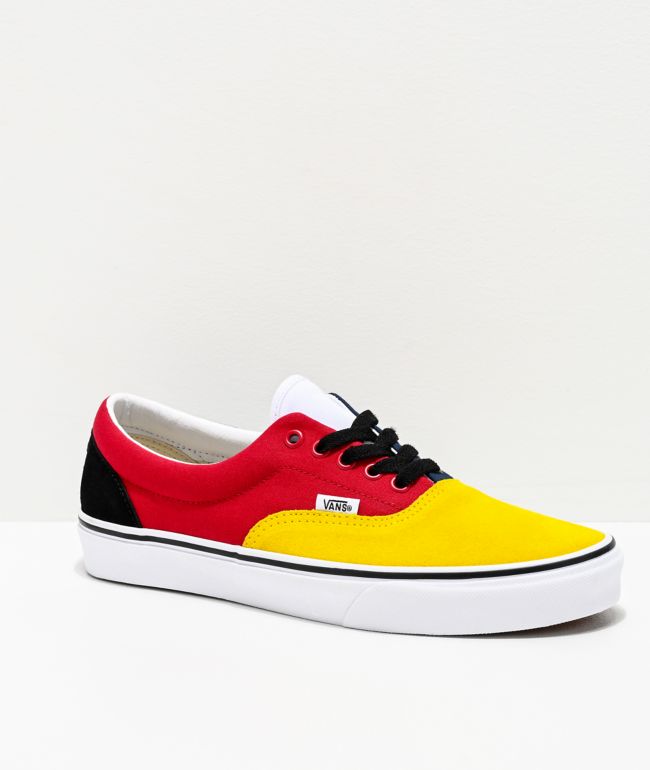 blue yellow and red vans