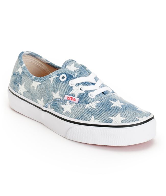 Vans Girls Authentic Washed Stars Blue Shoes | Zumiez
