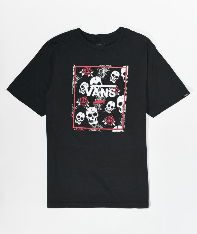 Vans Kids' Skull Rose camiseta negra