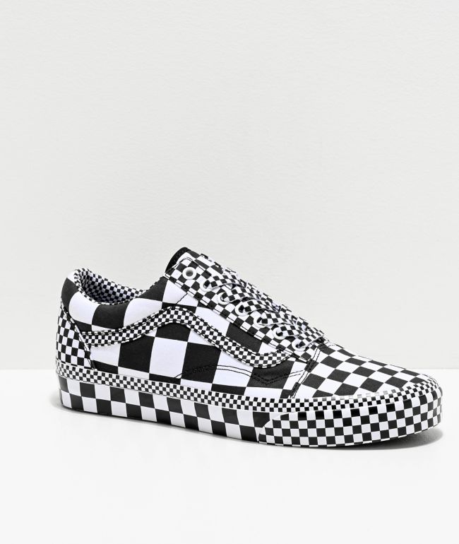 checkerboard vans white and black