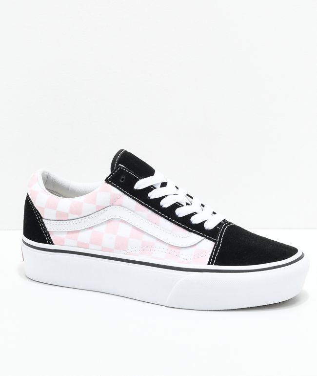 white and pink platform sneakers