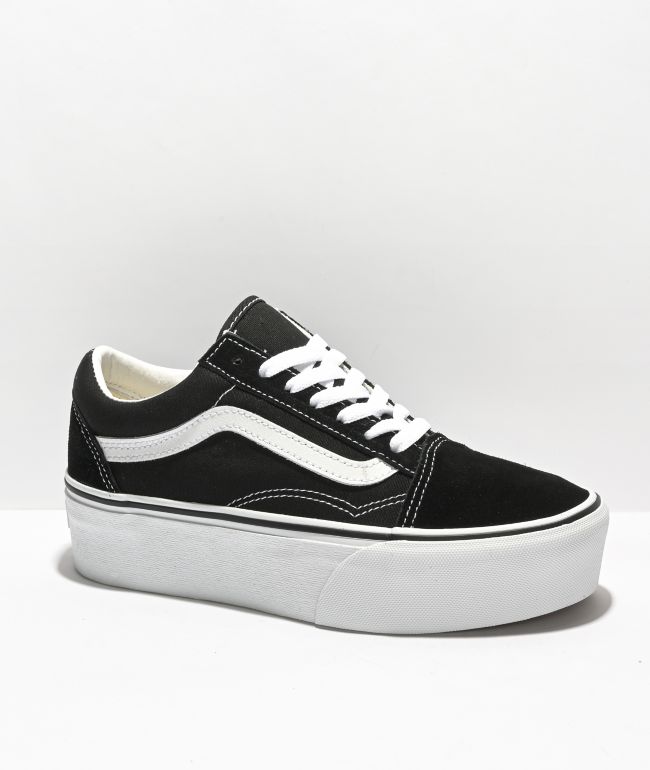 Vans Slip-On Stacked Black, White, & Gum Platform Shoes