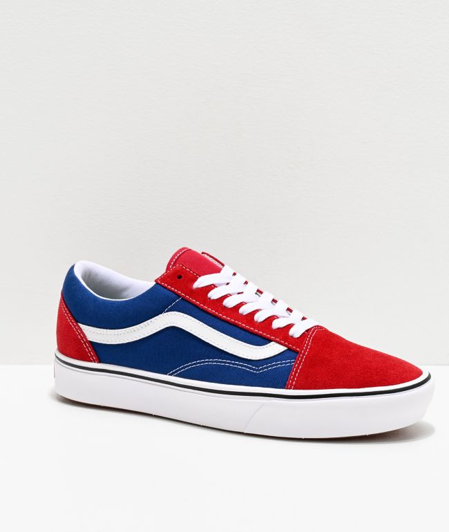 Vans Old Skool ComfyCush Chili zapatos de skate rojos y azules | Zumiez