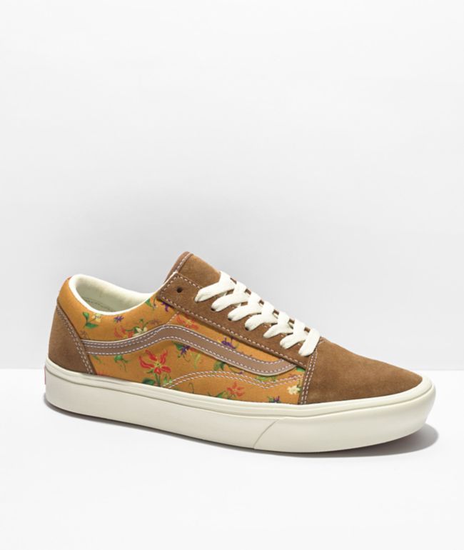 Vans Old Skool ComfyCush Fatal zapatos de skate floral y marrón dorado