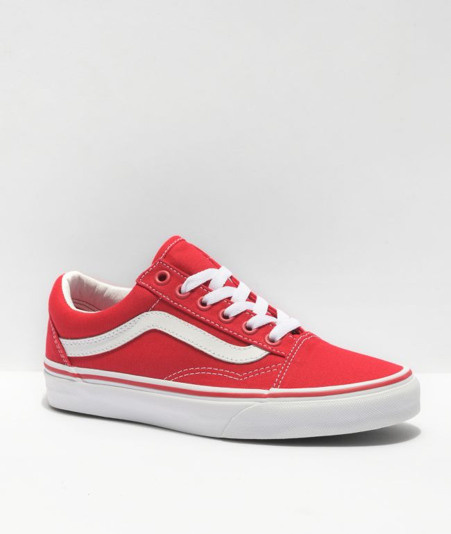 vans old skool formula red & white canvas skate shoes