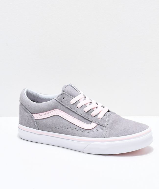grey vans with pink stripe