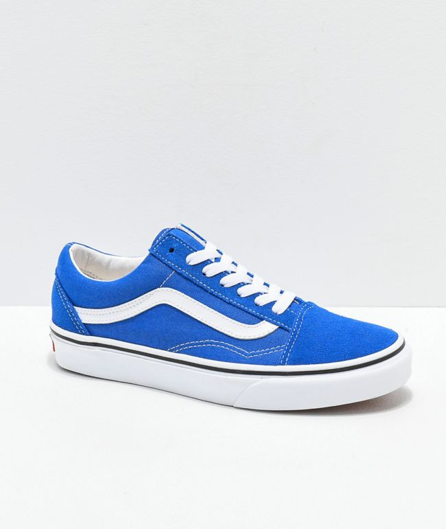 white vans with blue sole