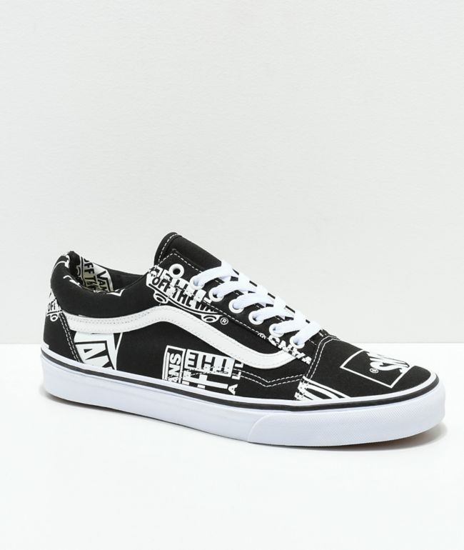 Vans Old Skool Logo Mix zapatos negros y blancos | Zumiez