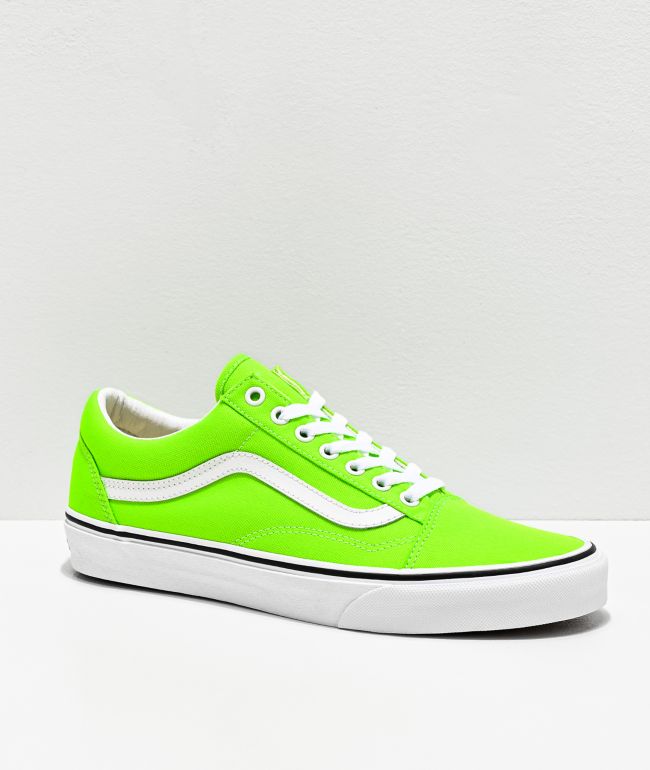 black and lime green vans