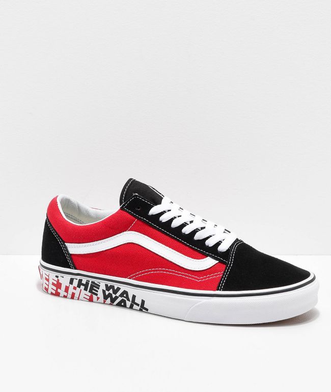 Red black vans shoes sales