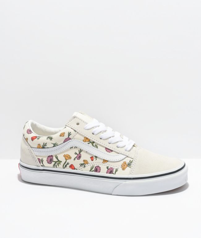 Vans Old Skool Poppy Floral Cream Skate Shoes