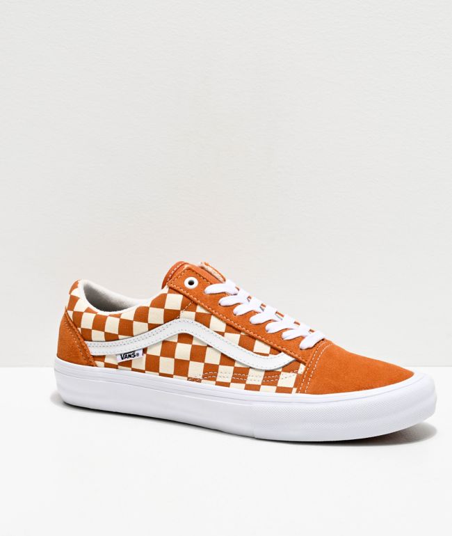 orange and white checkerboard vans