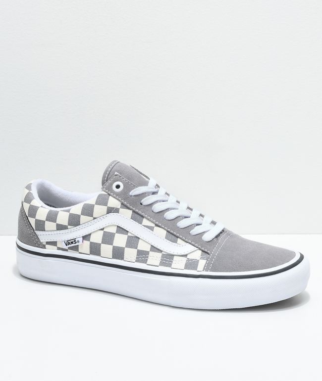 Grey and white checkered vans sales