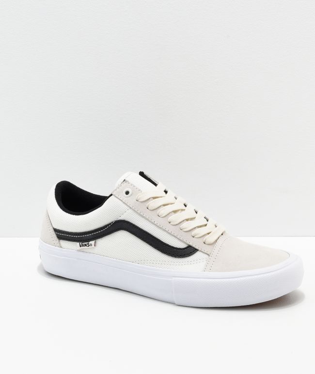 Vans Old Skool Pro Marshmallow zapatos de skate blancos y negros | Zumiez
