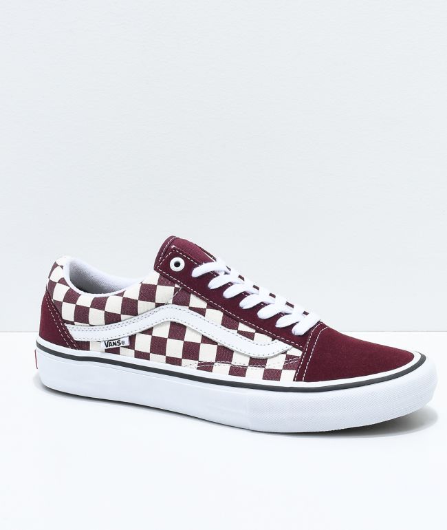 Maroon checkered old skool vans clearance