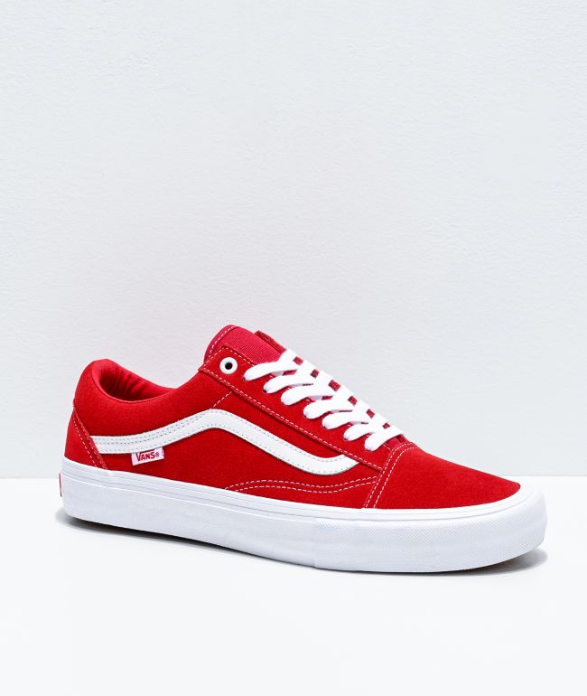 Vans Old Skool Pro Red \u0026 White Suede 