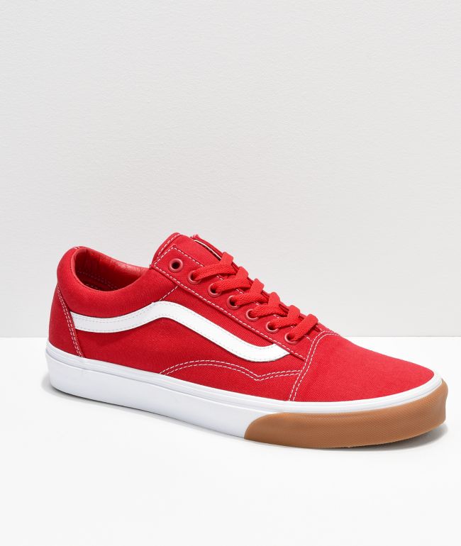 red vans with gum bottom 