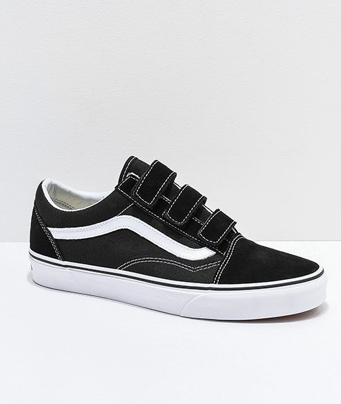 vans black strap shoes