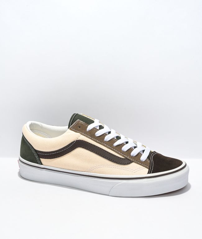 Vans Old Skool Style 36 Brown, Tan, & Green Skate Shoes
