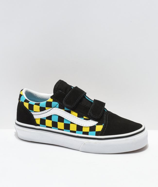 Vans Old Skool V Neon Glow Checkerboard Skate Shoes