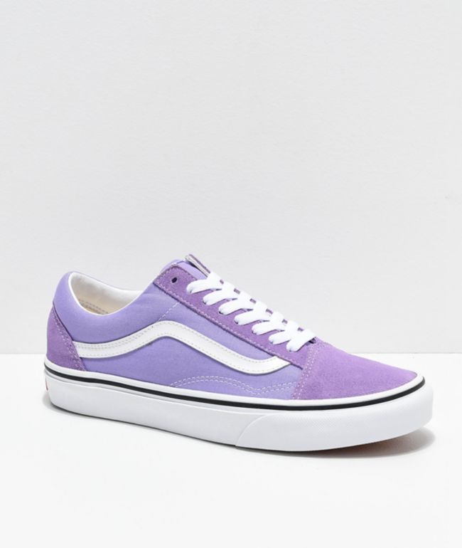 purple and teal vans