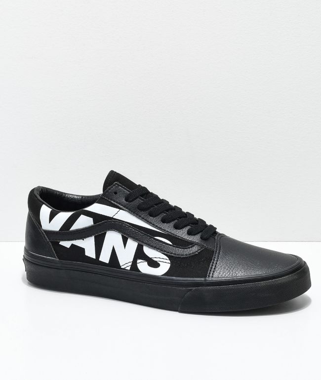 Vans Old Skool zapatos de skate en negro con logotipo blanco | Zumiez