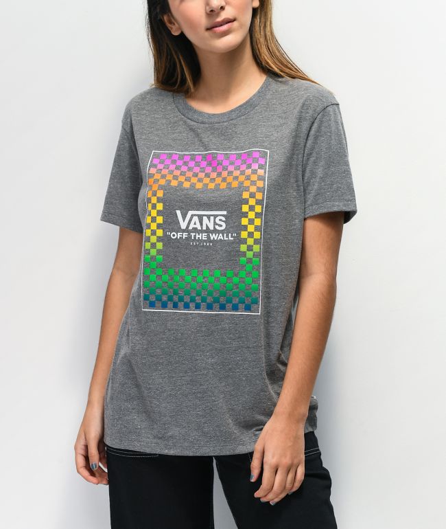 Vans Rainbow Box Grey T-Shirt | Zumiez