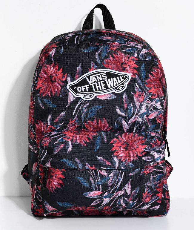 vans realm floral black 22l backpack