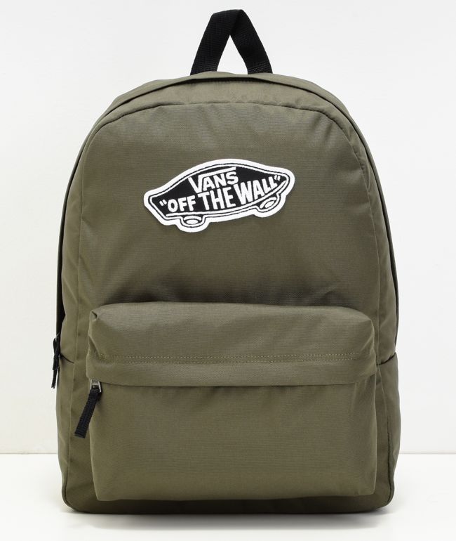 vans olive green backpack