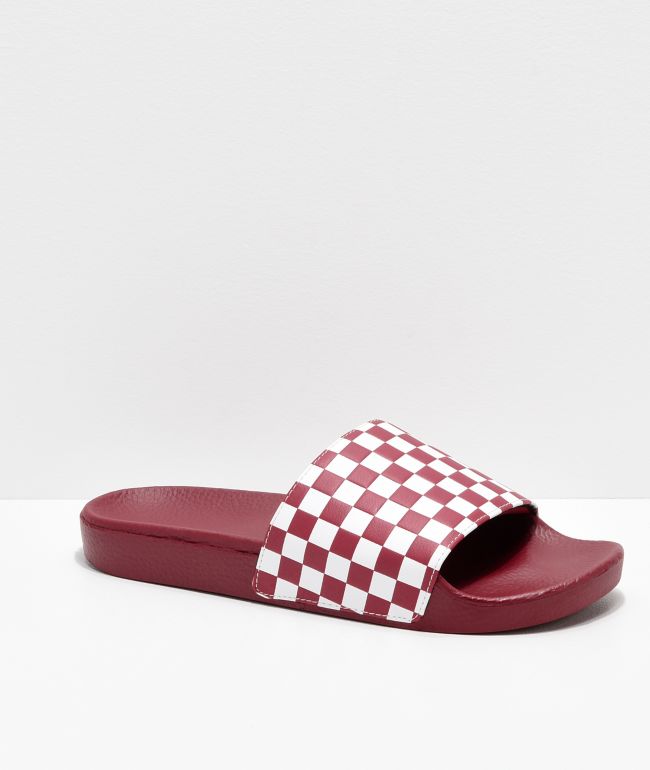 Vans checkerboard slides red cheap