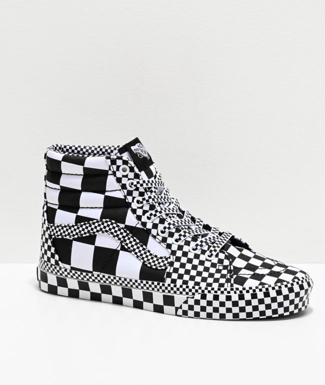 vans white black checkerboard