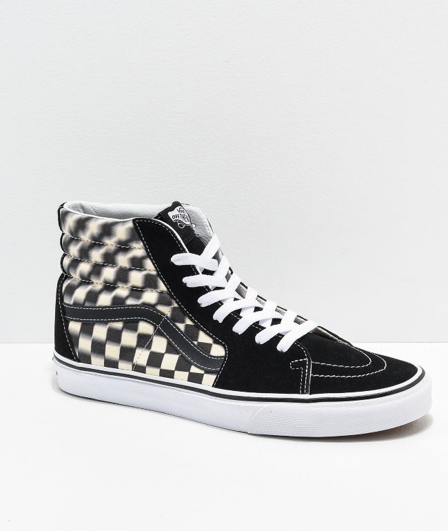 kobber ødemark hjørne Vans Sk8-Hi Blur Black & White Checkerboard Skate Shoes | Zumiez
