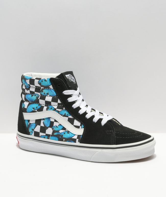 Vans Sk8-Hi Butterfly Checkered White Skate Shoes