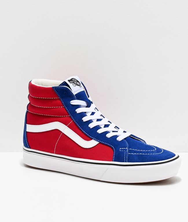 Vans sk8 hi red blue cheap