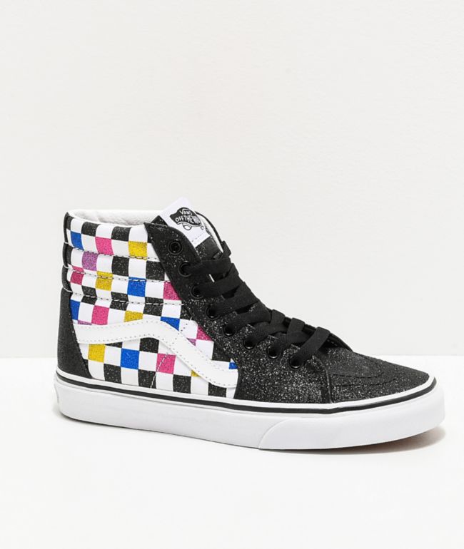 glitter checkerboard vans