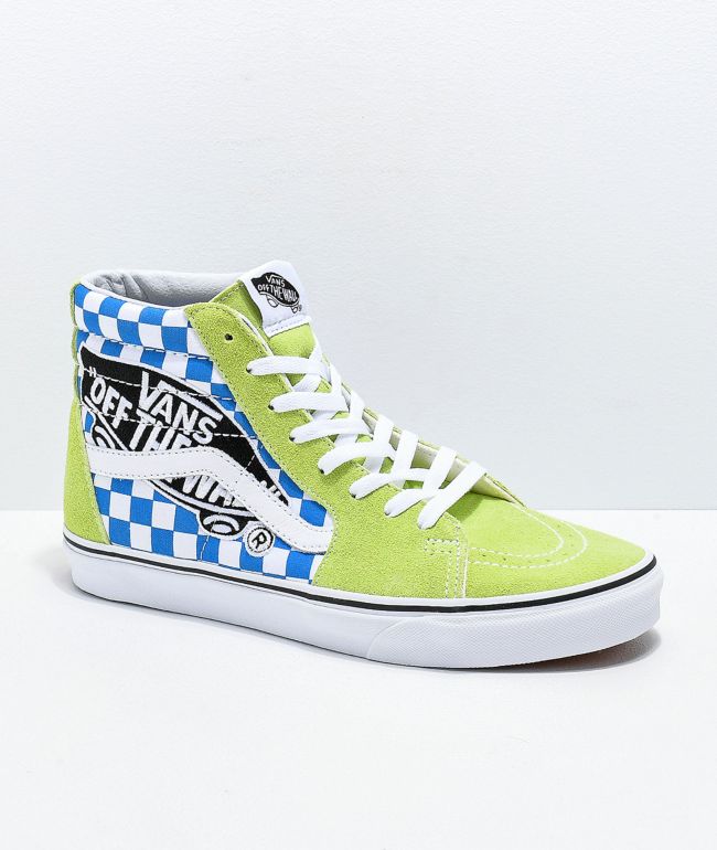 blue and green checkered vans